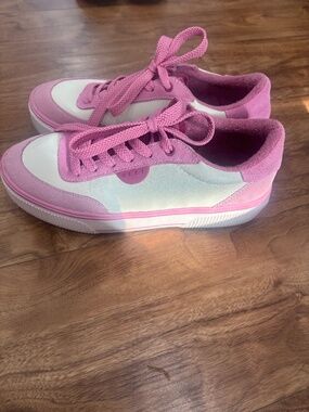 Reef Lay Day Lift Platform Sneakers Women 9.5 Pink White Suede Casual Shoes